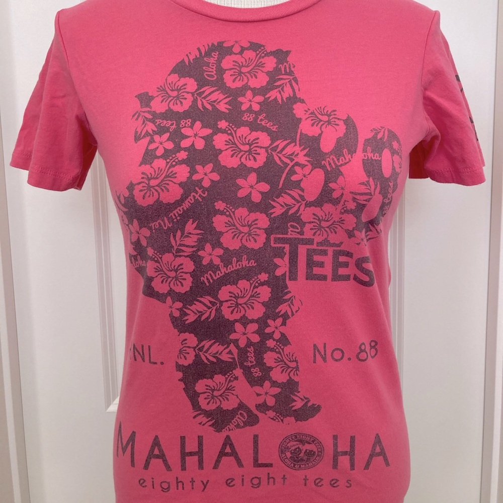 88tees Pink “Mahaloha” Tee with Hibiscus Print - Picture 3 of 7
